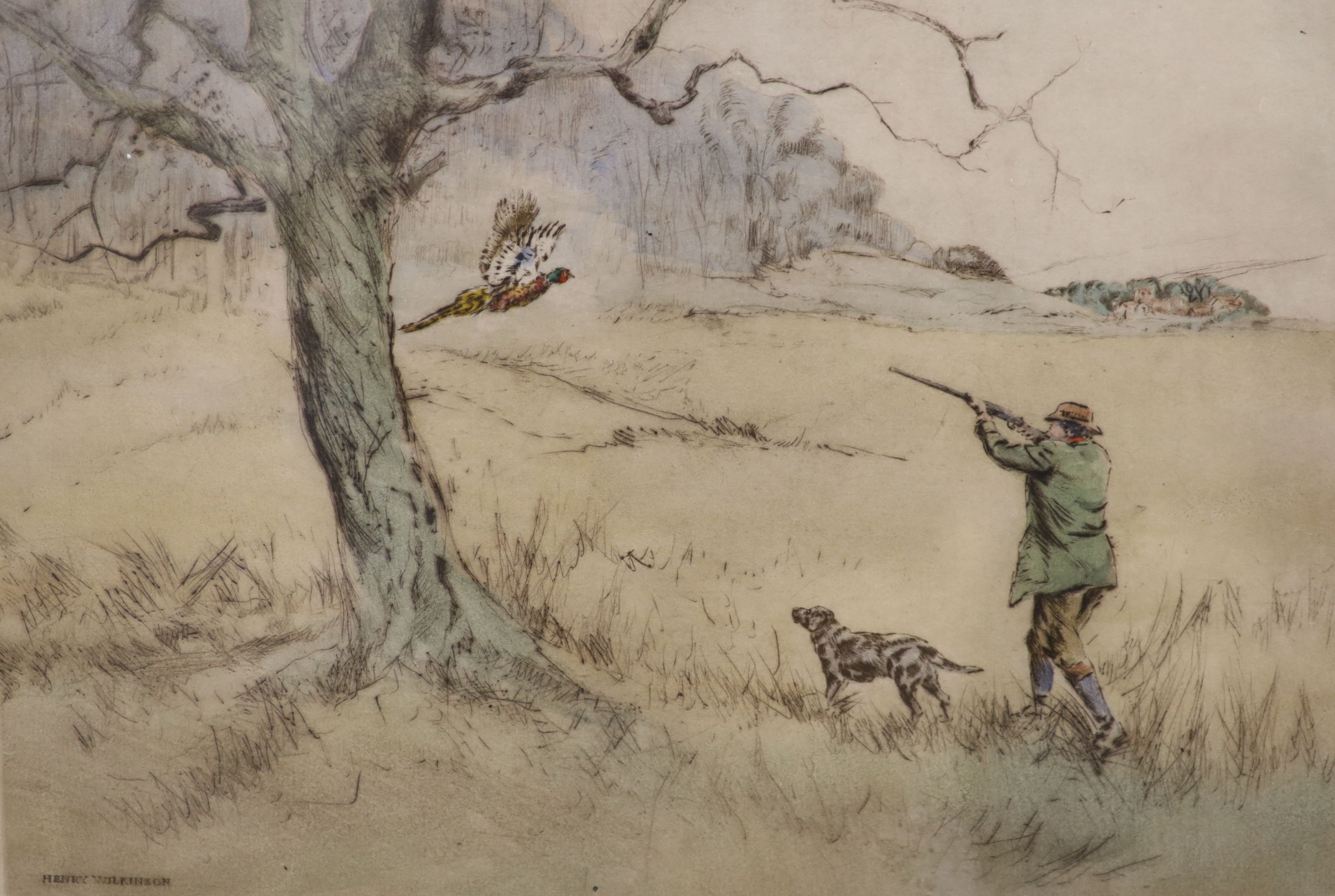 Henry Wilkinson, pair of limited edition prints, Pheasant and Woodcock Shooting, signed in pencil, 21/250 and 125/200, 24 x 34cm